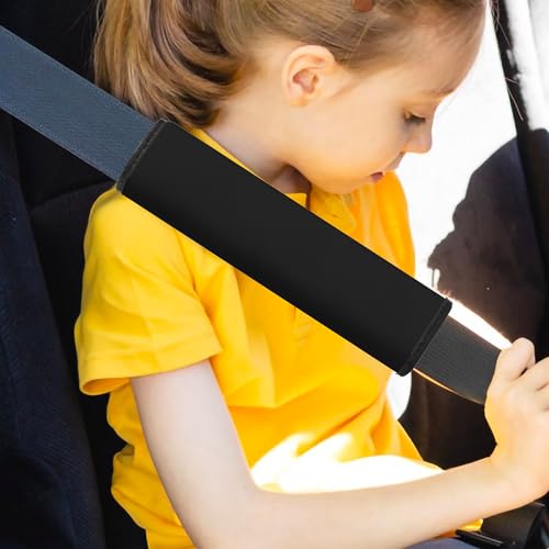 Car Seat Belt Pad Cover, 2-Pack Soft Car Safety Seat Belt Strap Shoulder Pad for Adults and Children, Suitable for Car Seat Belt, Backpack, Shoulder Bag(Black) - color: 2 pack Black cover