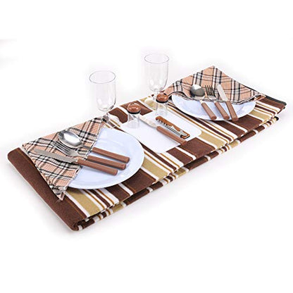 apollo walker Picnic Backpack Bag for 2 Person with Cooler Compartment, Detachable Bottle/Wine Holder, Fleece Blanket, Plates and Cutlery(2 Person, Brown) - color: Brown, size: 2 Person