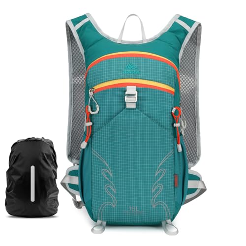 18L Lightweight Hiking Backpack, Breathable Daypack with Rain Cover, Reflective Ultralight Camping Bag for Men Women, Hydration Outlet for Outdoor Travel - color: Lake Blue