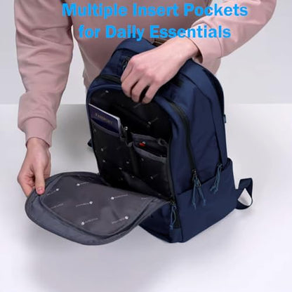 PUREVAVE Laptop Backpack with YKK Zippers for Men and Women - color: Navy Blue