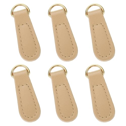 uxcell 6pcs Zipper Pull, 1.57 Inch Leather Zip Puller Zipper Replacement Repair Kit Head Handle for Luggage Clothing Jackets Backpacks Boots, Beige - color: Beige