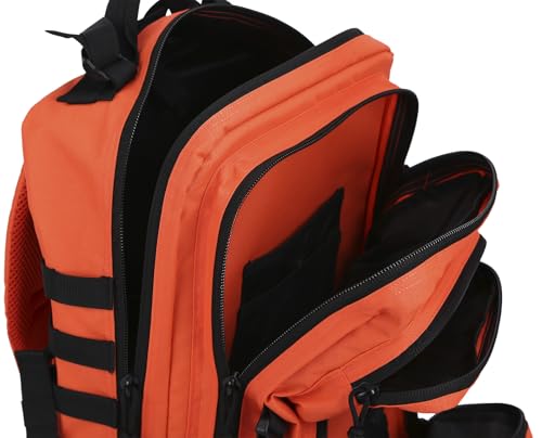 REEBOW GEAR Military Tactical Backpack for Men Large Army 3 Day Assault Pack Molle Hiking Daypack Bag (Orange-black) - color: Orange-black