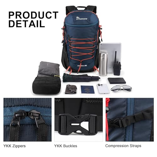 MOUNTAINTOP 25/30L Lightweight Hiking Backpack, Outdoor Daypack - color: 30l-dark Blue