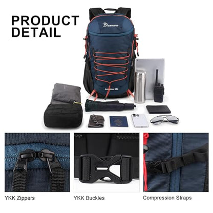 MOUNTAINTOP 25/30L Lightweight Hiking Backpack, Outdoor Daypack - color: 30l-dark Blue