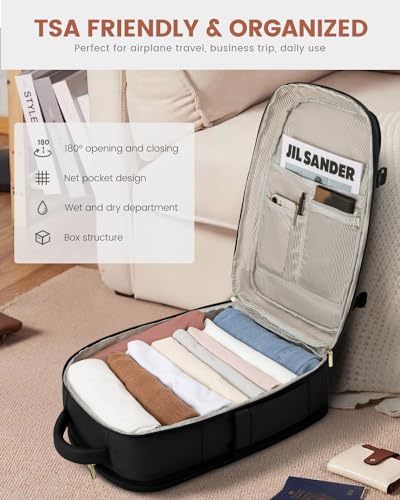 LOVEVOOK Carry on Backpack, 50L Large Travel Backpack for Airplanes, TSA Personal Item Travel Bag, Waterproof Daypack Fits 18 Inch Laptop, Business Weekender Overnight With 3 Packing Cubes, Black - color: Black, size: 50l-18 Inch-4pcs Standard