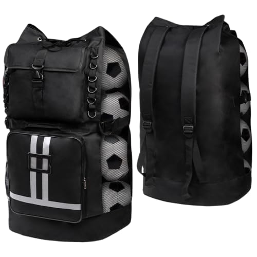 Youeon Soccer Ball Bag with Pockets, Holds 14-16 Balls, Extra Large Sports Equipment Ball Bag with Adjustable Shoulder Straps, Heavy Duty Basketball Football Storage Bag for Coach, Players, Trainers