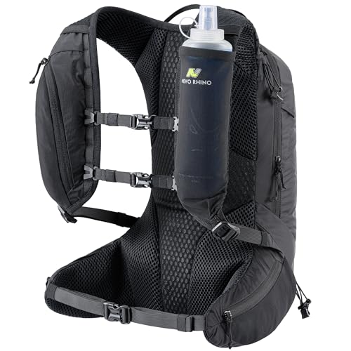 N NEVO RHINO 17L Hydration Backpack with 500ml/17oz Soft Flask for Men & Women, Lightweight Hiking Backpack, Water Backpack for Hiking, Camping, Traveling - color: Black