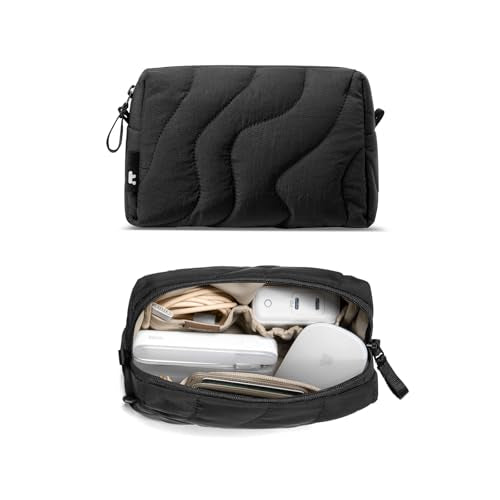 tomtoc Electronics Organizer Travel Case, Soft Puffy Organizer Bag Birthday Gifts Travel Essentials for Women Girls, Portable Accessory Tech Pouch Storage for Charger, Cord, Cable, Phone - color: Lavascape
