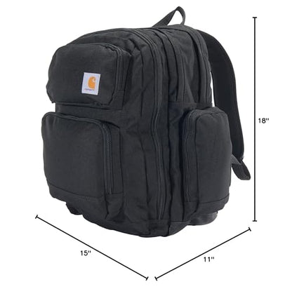 Carhartt 35L Triple-Compartment Backpack, Durable Pack with Laptop Sleeve and Duravax Abrasion Resistant Base, Black - color: Black