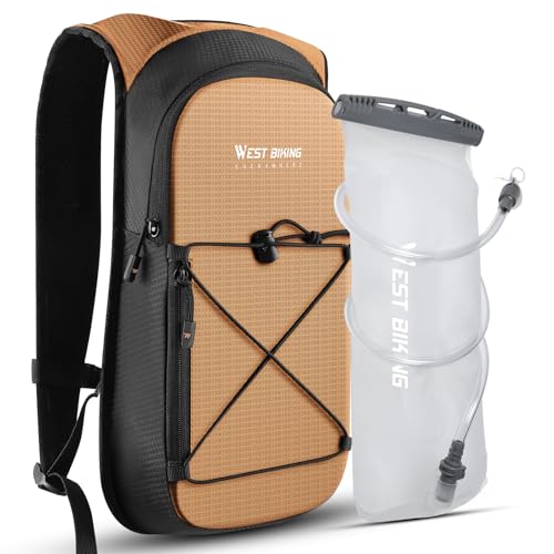 Hydration Backpack with 2L TPU Water Bladder, Lightweight Hiking Water Backpack, Running Hydration Pack for Cycling Climbing Camping Rave, Hydropack for Men Women - color: Orange