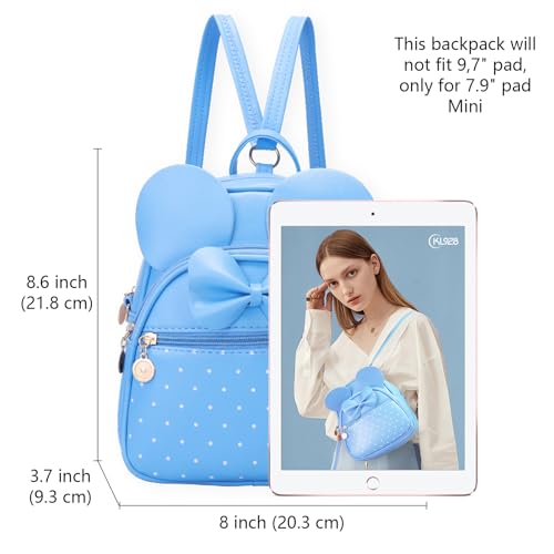 KL928 Girls Mini Backpack Bowknot Polka Dot Cute Small Daypacks Convertible Shoulder Bag Purse for Women - color: L.blue