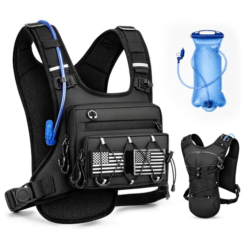 Running Vest for Men & Women – Water Backpack with Upgraded 2L Leak-Proof Bladder, No-Bounce Fit & 3-Pocket Organized Storage, Reflective Hydration Backpack for Running, Hiking & Cycling - color: Black