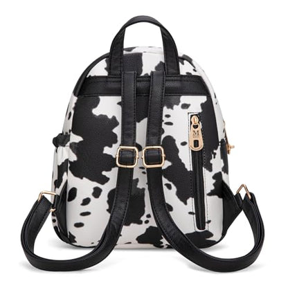 Montana West Mini Backpack Purse for Women Anti Theft Backpacks with Secured Zipper and Tassel - color: Mini Cow Print Black