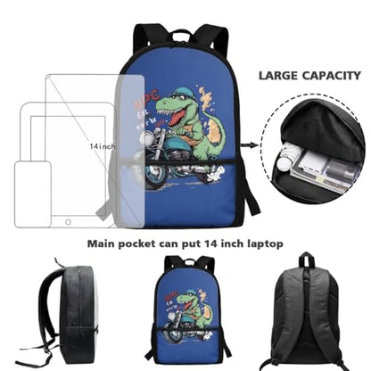 ZOUTAIRONG Casual Backpack for School and Small Thermos School Bags for Girls 7-10/10-12/12-16, Cartoon Dinosaur Design Casual Book Bag with 2 Side Pockets - color: Cartoon Dinosaur