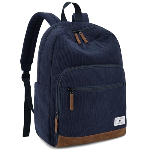 VX VONXURY School Backpack for Teens, Cute Kids School Backpacks Lightweight Corduroy Aesthetic Boys Backpack Casual Bookbag for College Teens Travel (Blue) - color: Blue