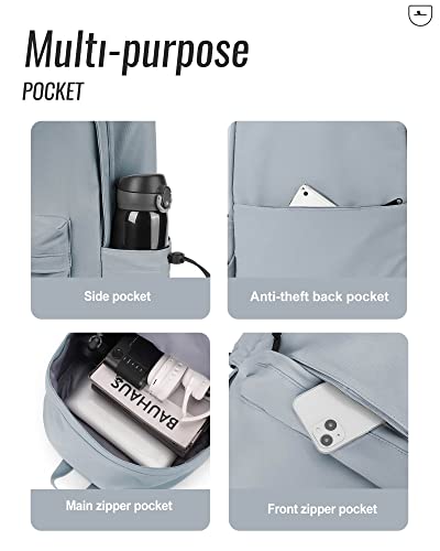 BJLFS Blue Simple School Backpack for Girls Boys, Waterproof Bookbag for Women Men, College Student School Bag, Lightweight Travel Rucksack Casual Daypack, Laptop Backpacks - color: Small Blue