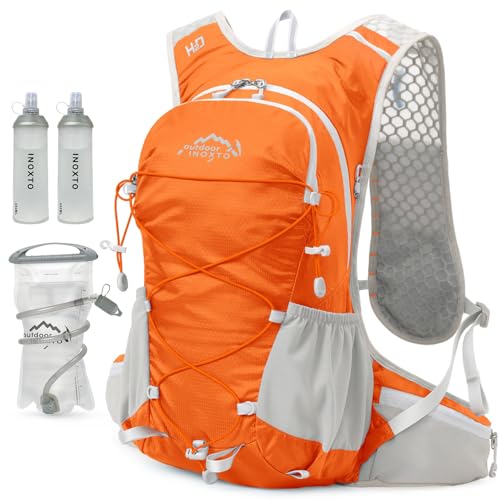 IX INOXTO Hydration Backpack, 18L Lightweight Hiking Backpack with 2L Water Bladder Daypack Women Men, Water Backpack Insulated Hydration Pack for Hiking, Running, Festival, Cycling - color: Orange
