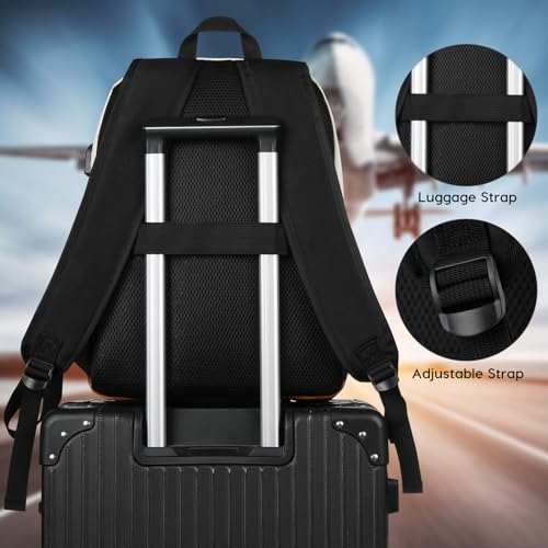 YAMTION School Backpack,Bookbag Teen Boys and Girls Black Beige - color: Black Beige, size: 15.6 inch