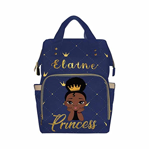 Newcos Personalized African Baby, Crown Princess Diaper Bag Personalized Mummy Backpack Shoulder Bag with Name - color: Color 180