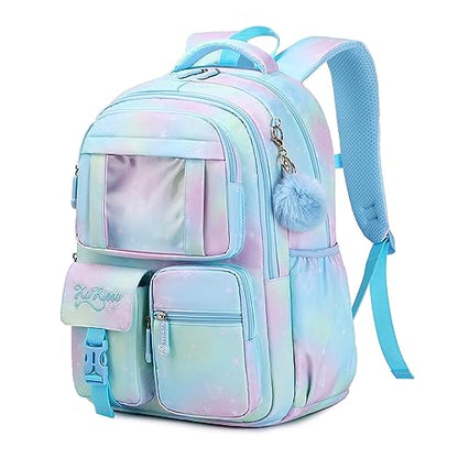 PIG PIG GIRL Kids Backpack for Girls - School Bags for Middle School Students - Book Bag for Elementary Primary - Blue - color: Blue