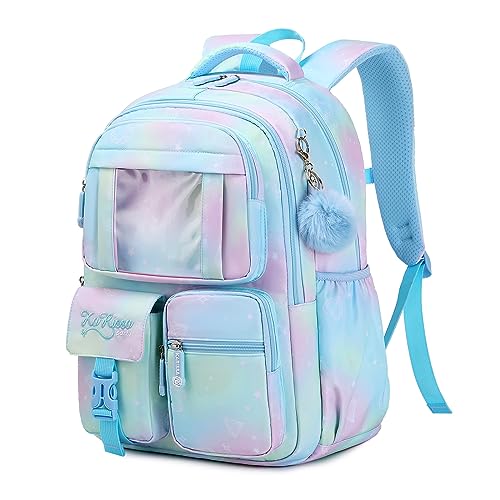 PIG PIG GIRL Kids Backpack for Girls - School Bags for Middle School Students - Book Bag for Elementary Primary - Blue - color: Blue