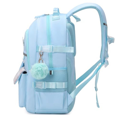Backpack for Girls, 15.6 Inch Laptop School Bag Kids Kindergarten Elementary College Backpacks Large Bookbags for Teen Girl Women Students Casual Travel Daypacks (Blue) - color: Blue