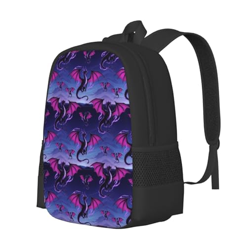 Ergonomic Padded Backpack Dragon Cartoon, Anti Theft Spacious Travel Daypack Sturdy Polyester Bag for Commute Gym Outdoor Leisure Use - color: Design (905)