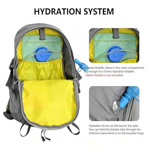 Hiking Backpack for Men Women,20L Lightweight Waterproof Travel Camping Backpack Hiking Daypack for Cycling Running(With Rain-cover) - color: Gray