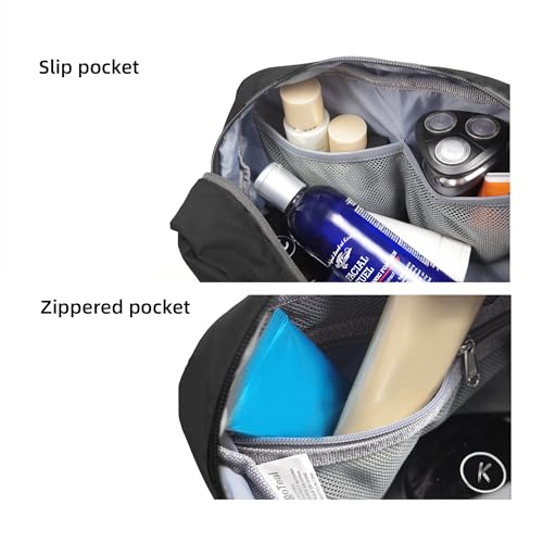 Travel Toiletry Bag 5L, Compact Travel Organizer with Waterproof TPU Wet/Dry Compartment - color: Black Stealth, size: 5L