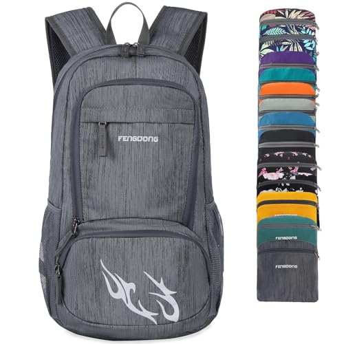 FENGDONG 35L Lightweight Foldable Waterproof Packable Travel Small Hiking Backpack Daypack for men women - color: A6-dark Gray