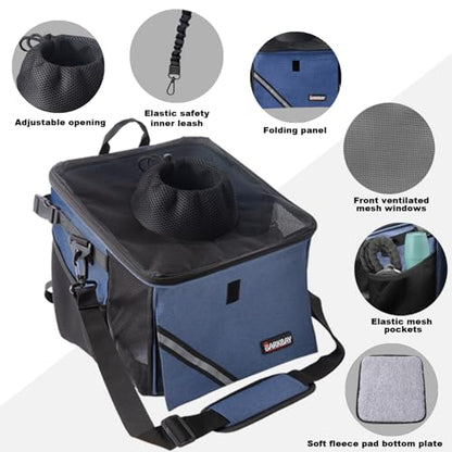 Pet Carrier Bicycle Basket Bag Pet Carrier/Booster Backpack for Dogs and Cats with Big Side Pockets,Comfy & Padded Shoulder Strap,Travel with Your Pet Safety（Classic Blue） - color: Classic Blue