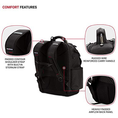 SwissGear Tool Bag Backpack, Fits Up to 17-Inch Laptop, Work Pack PRO, Black - color: Black, size: Large