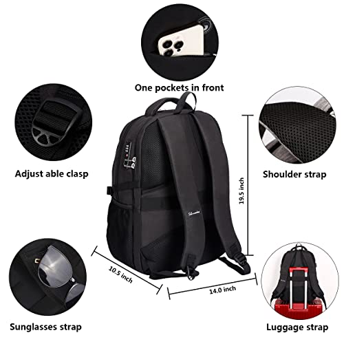 SHRRADOO Anti Theft Laptop Backpack Travel Backpacks with Combination Lock for Women Men College Backpack Computer Bag Fits 17 Inch Laptop,Black - color: Black