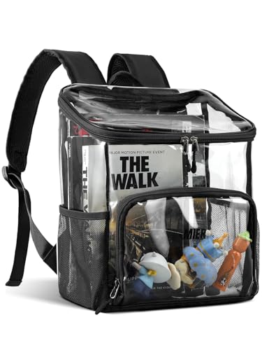 MIER Clear Backpack for Stadium Events 12 Inch Small Transparent Bookbag Heavy Duty See Through Backpacks for School Clear Bag for Boys Girls Adult, Black - color: Black, size: Small