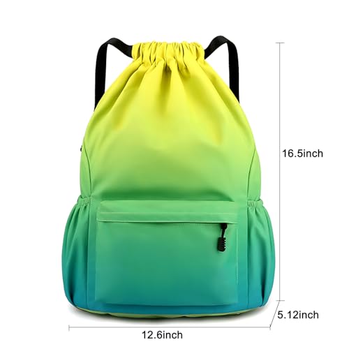 Drawstring Backpack for Women Drawstring Gym Bag Water Resistant Small Cinch Sack Pull String Backpack Bag (Red-Blue) - color: Red-blue