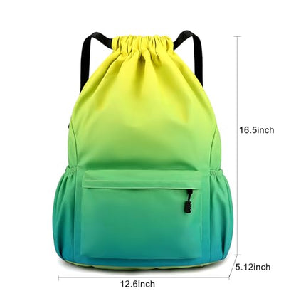 Drawstring Backpack for Women Drawstring Gym Bag Water Resistant Small Cinch Sack Pull String Backpack Bag (Red-Blue) - color: Red-blue