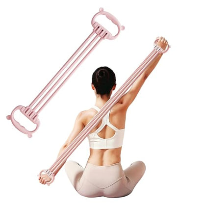 Figure 8 Resistance Bands, 6 Adjustable Elastic Fitness Bands, Suitable for Abdominal, Back, Shoulders, and Chest Workouts - color: Pink