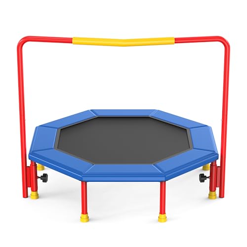 36 Inch Kids Trampoline for Toddlers Ages 1-3,Mini Indoor/Outdoor Trampoline with Gap-Free Spring Design - Safe Bounce Jumping Toy - color: Red+Blue