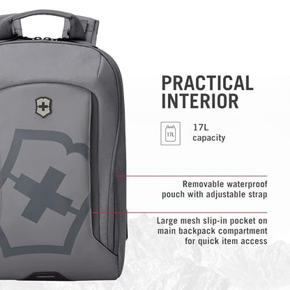 Victorinox Touring 2.0 City Daypack - Professional Laptop Backpack for Business & Outdoor Use - Features Waterproof Pouch - 17 Liters, Light Gray - color: Stone Grey