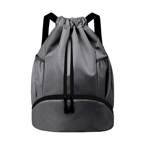 JELUTAR Drawstring Backpack Gym Bag with Shoes Compartment for Soccer, Basketball, Swim, Water-Resistant String Backpack Beach Cinch for Women Men, Dark Grey - color: Dark Grey, size: Large