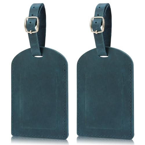 Ringsun Leather Luggage Tag for Suitcases ID Tags Bag Tags for Luggage (2 Pack) - color: 2 Pack-blue