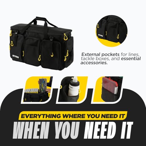 Beyond Fishing Hauler Tackle Bags - Water Resistant With Hard Molded Bottom - Perfect for Fresh Water & Salt Water Fishing Tackle Storage - Holds Tackle Boxes and Fishing Gear - size: c - Extra Large