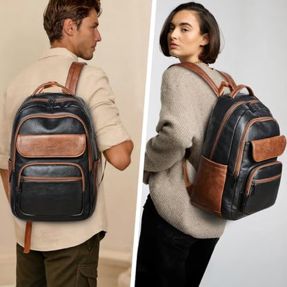 Leresas Backpack Purse for Women Mens for Work Travel Back Pack Vegan Leather Business Teacher Book Bag Fashion Computer Daypack Back Pack Brown Black - color: Brown/Black