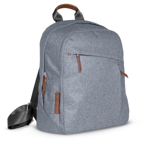 UPPAbaby Changing Backpack / Multiple Storage Compartments / Stroller Strap Attachment / Bottle Insulator and Changing Pad Included / Gregory (Blue Mélange / Saddle Leather) - color: Gregory (Blue Mélange/Saddle Leather), style: Changing Backpack