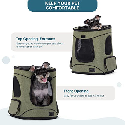 Petsfit Pet Backpack Carrier with Upgrade Waist Cushion Design to Better Fit The Waist, Suitable for Small and Medium Dogs Cats, and Rabbits up to 18 Pounds - color: AGreen