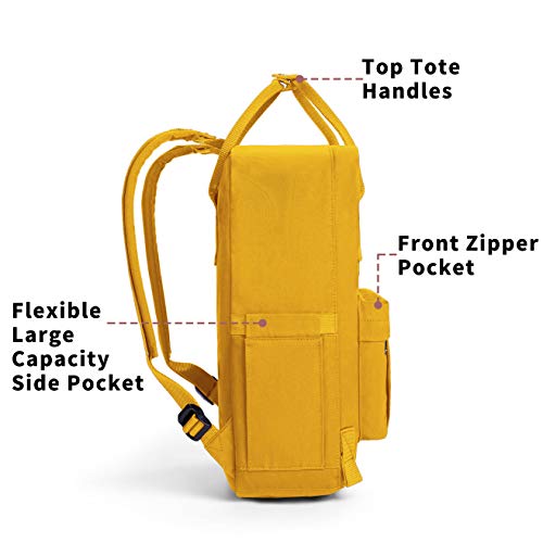 KALIDI Casual Laptop Backpack 15 Inches Square Daypack Totepack Travel Bag - color: Yellow