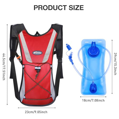 KUYOU Running Hydration Vest - Lightweight Insulated Hydration Backpack with 2L Water Bladder, Adjustable Chest Straps and Reflective Water Backpack for Running Marathon Race Hiking Cycling - color: Red