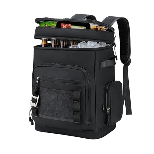 Backpack Cooler,40 Cans Cooler Backpack Insulated Waterproof&Leak Proof,Soft Cooler Bag with 2 Compartments for Men&Women,Picnic Backpack Ice Chest for Camping Hiking Fishing Lunch Beach - color: Black