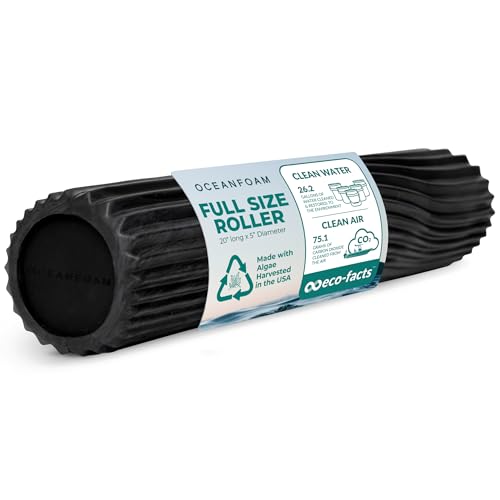 Oceanfoam Tidal Roller - Charcoal - Muscle Massage Foam Roller for Back Pain & Stretching - Firm and Ergonomic Wide Wave Textured - Yoga, Athletics, & Wellness - Full Size, 20" x 5" - color: Charcoal