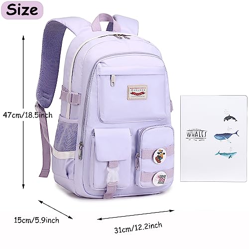 Makukke School Backpacks for Teen Girls - Laptop Backpacks 15.6 Inch College Cute Bookbag Anti Theft Women Casual Daypack,Purple Backpack - color: A-purple